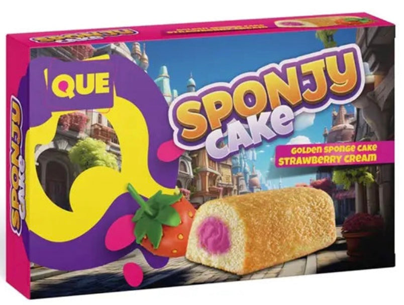 Que Sponjy Cake Strawberry 200g