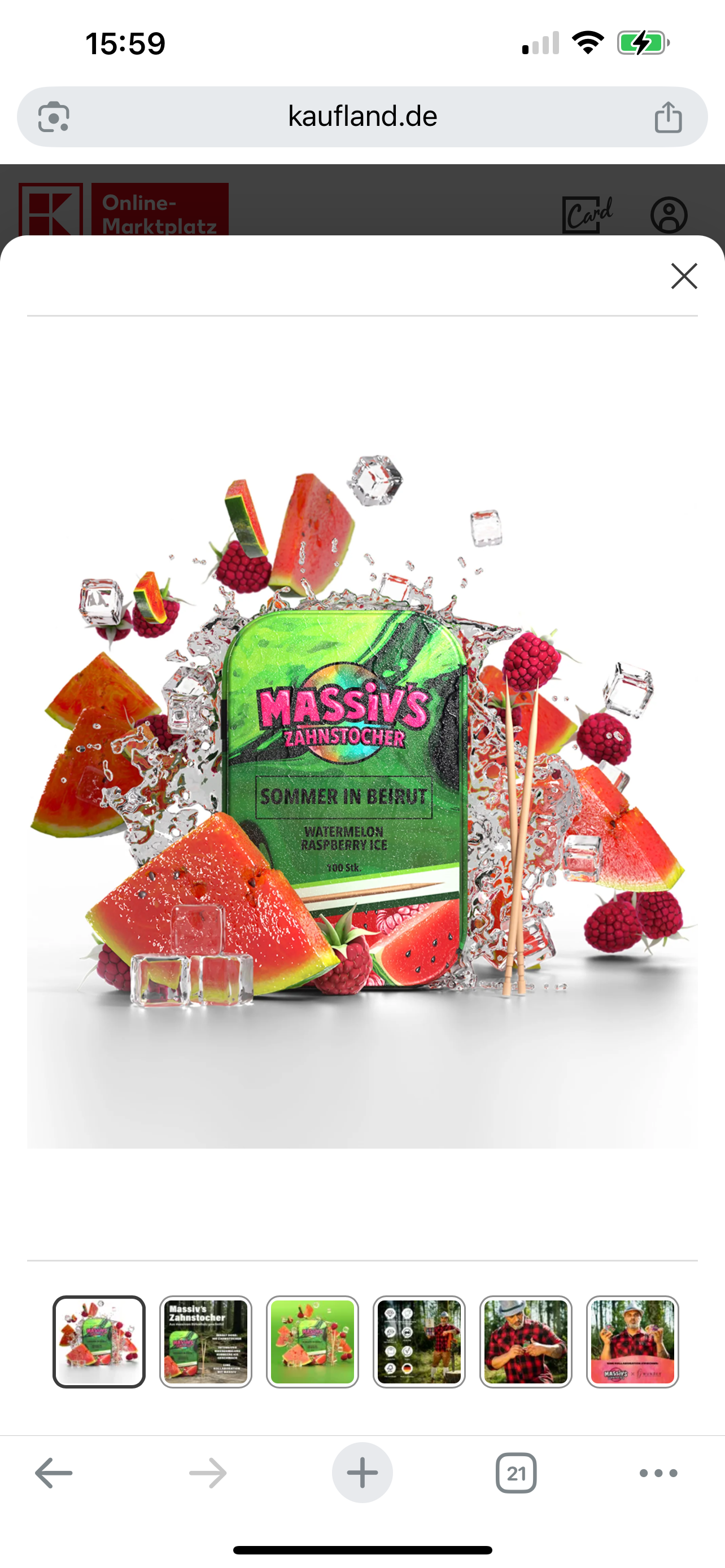 Massiv's Zahnstocher - Zahnstocher mit Geschmack – SOMMER IN BEIRUT Watermelon Raspberry Ice – 100 aromatisierte Zahnstocher – frischer Atem – stylische Metalldose – vegan, zuckerfrei